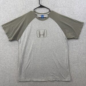Honda Raglan T Shirt Men's Large Gray Green Single Stitch Great Republic